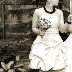 David’s bridal champagne bridesmaid dress.